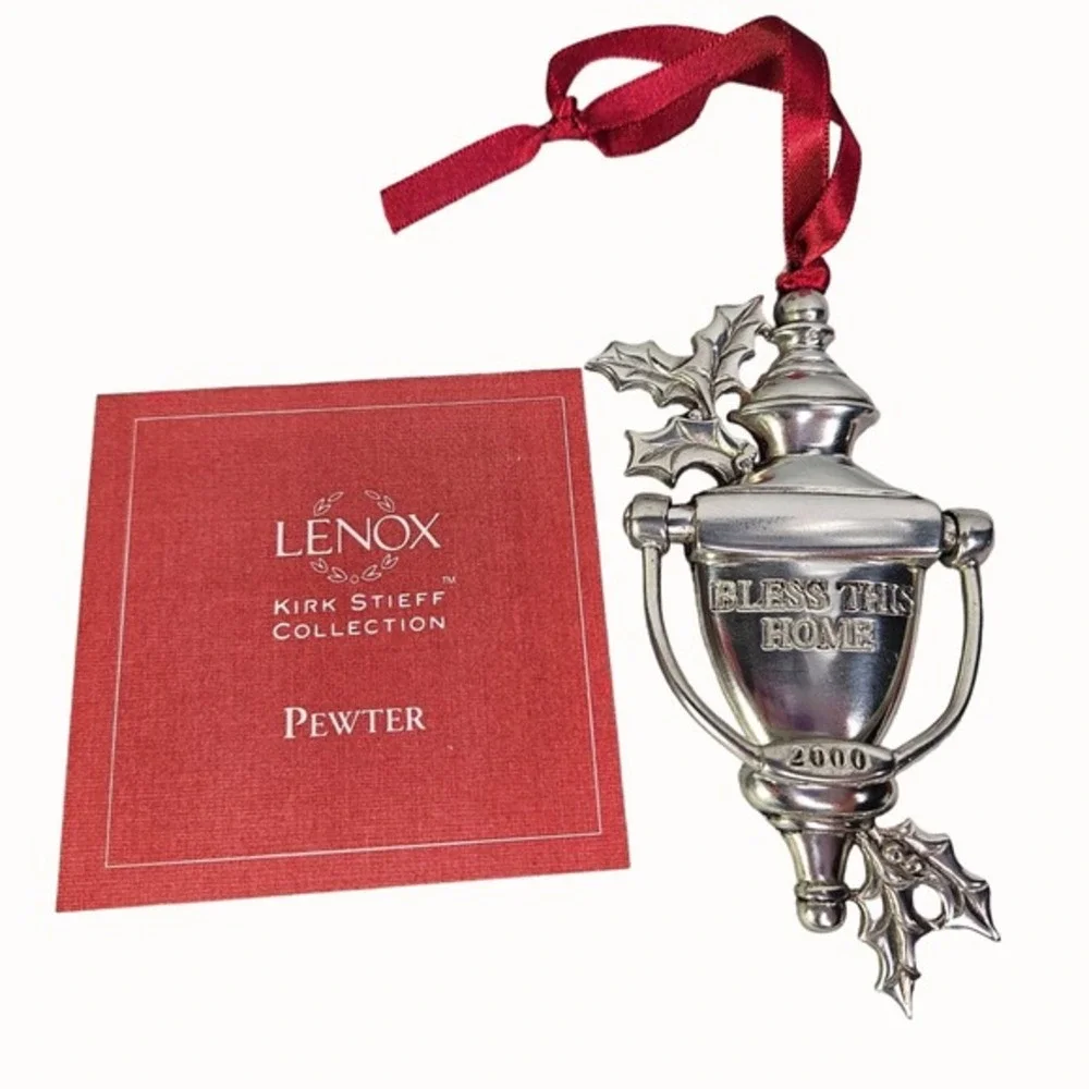 Lenox Kirk‎ Stieff Collection Pewter Bless This Home Door Knocker Ornament Vtg
